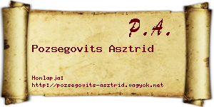 Pozsegovits Asztrid névjegykártya